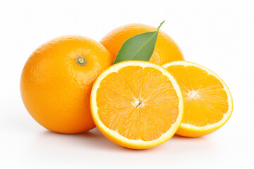 Wall Mural - Orange fruit on white background