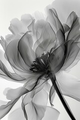 xray of a peony flower with beautiful intricate details