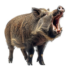 wild boar roar isolated white background