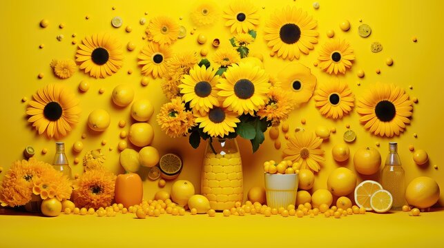 cheerful creative yellow background illustration bright imaginative, artistic vibrant, bold energeti