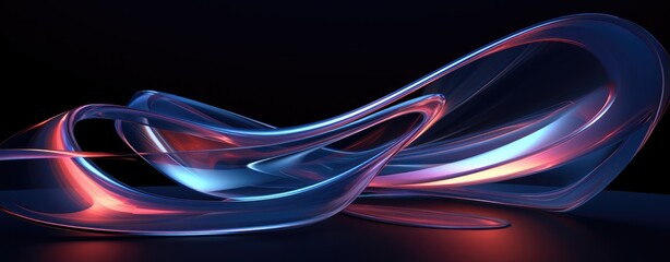 Fototapete - 3D Modern Abstract Design Shiny skin glass wave future