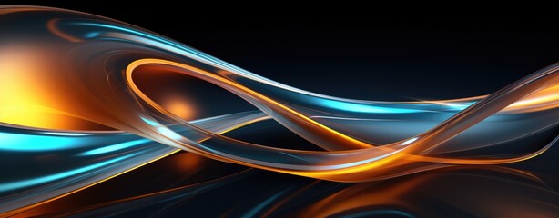 Fototapete - 3D Modern Abstract Design Shiny skin glass wave future