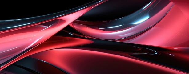 Fototapete - 3D Modern Abstract Design Shiny skin glass wave future