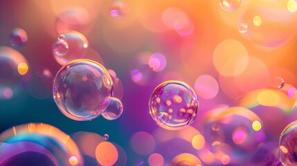 Aufkleber - Multiple Soap Bubbles Float Freely in the Air, Creating a Delicate and Beautiful Scene