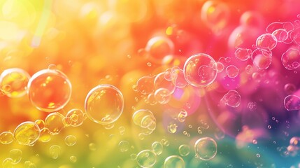 Aufkleber - Floating Soap Bubbles, A Mesmerizing Cluster of Airborne Spheres Sparkling With Colors
