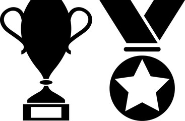 Wall Mural - Award vector icons, cup and winner medal symbol