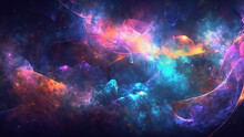  Abstract Illustration Of Outer Space, Big Beng, Cloud Of Stars, Galaxies In Beautiful Colors. 4K Wallpaper