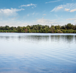 Wall Mural - summer hazy day on picturesque lake