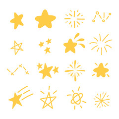 Wall Mural - Various star and sparkle doodle hand drawn for element and illustration