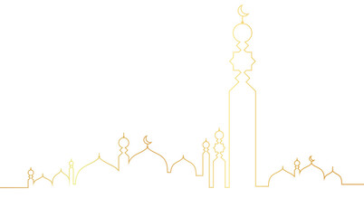 Wall Mural - Mosque line art style vector. islamic line art style vector