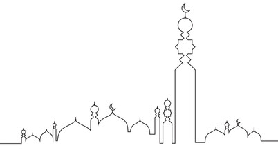 mosque line art style vector. islamic line art style vector