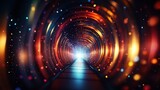 Fototapeta Perspektywa 3d - Drawing of a dark, enigmatic, cylindrical tunnel in color, Generative AI.