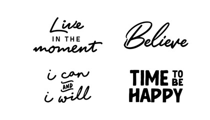 Wall Mural - Motivational quotes bundle. Inspiration and good vibes set of typographic designs.