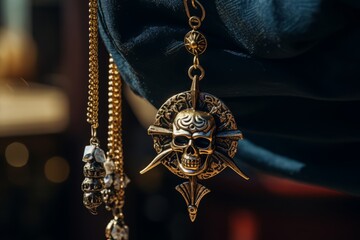 Wall Mural - A close up of a pirate's jeweled earring glinting in the sunlight, a symbol of their distinctive and charismatic appearance