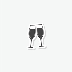 Poster - Champagne glass icon sticker isolated on gray background