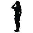 Silhouette of Soldier woman salute on white