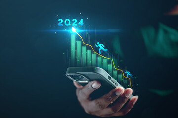 Wall Mural - 2024 business idea, businessman or engineer Show the trend of driving modern innovations to develop more effective technology information protection systems.	