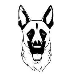 Wall Mural - Belgian Malinois Head SVG Black and White Illustration Art Generative AI.