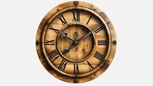 Wooden Clock Isolated On Transparent Background Ai Generative