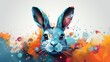 © anavanesagarna - Easter bunny full color illustration with space to write. AI generated