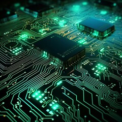 Wall Mural - a close up of a circuit board with a processor chip