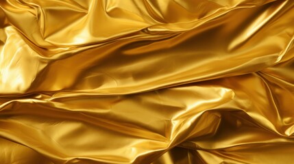 Crumpled Golden Texture. luxurious sheen and rich crumpled texture of golden fabric or metallic paper, rich glamour background.