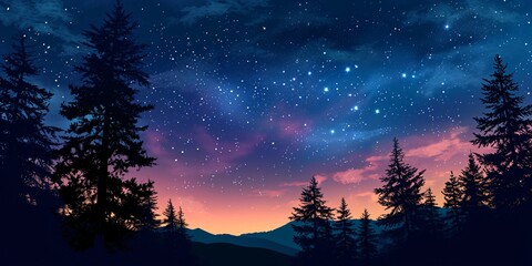 Wall Mural - Vivid and enigmatic clip art of a multicolored night sky.