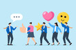 © VZ_Art - Young adult giving emoticon feedback such as stars and thumbs up