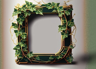 gold frame with ivy suitable as background or cover