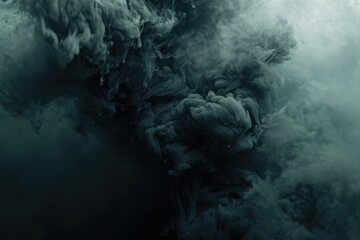 Poster - A captivating black and white photo capturing a cloud of smoke. This versatile image can be used to depict mystery, pollution, or even a dramatic effect in various creative projects