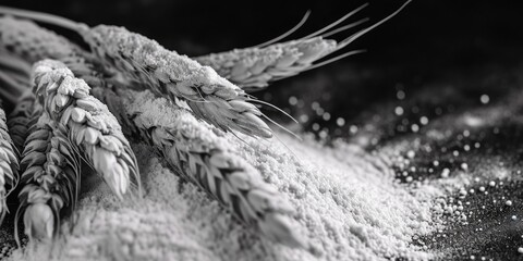 Poster - A close-up view of a bunch of wheat. Ideal for agricultural or nature-themed projects