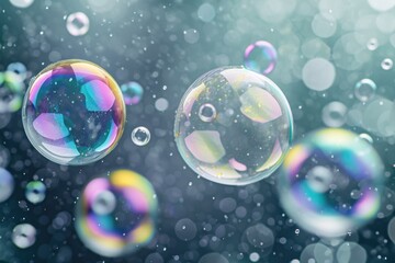 Poster - A bunch of soap bubbles floating in the air. Perfect for adding a touch of whimsy to your designs