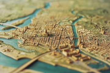 Poster - A detailed close-up of a model representing a city. Perfect for architectural projects or urban planning presentations