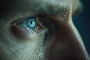 Poster - A close-up shot of a person's blue eye. This image can be used for various purposes