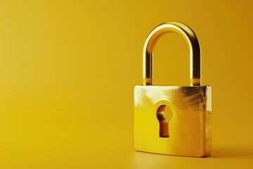 Aufkleber - A golden padlock on a vibrant yellow background. Perfect for illustrating security, protection, and privacy concepts.