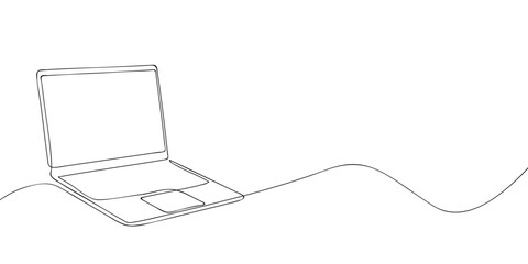 Poster - A laptop drawing in one line. Laptop vector icon.