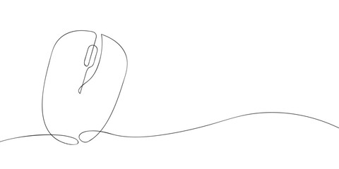 Poster - A computer mouse drawing in one line. Computer mouse vector icon.