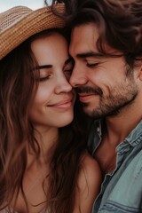 Poster - A simple yet powerful image capturing a moment between a man and a woman as they share a meaningful gaze. Perfect for illustrating love, relationships, and connections.