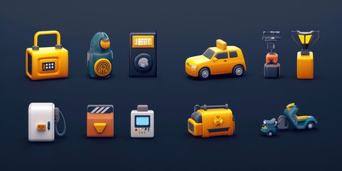 Poster - A variety of different types of objects displayed on a dark background. This image can be used for various purposes