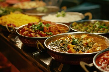 Poster - A wide variety of delicious food options displayed on a buffet table. Perfect for events and gatherings.