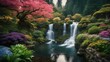 waterfall in the forest ethereal fantasy concept art of masterpiece,  RAW macro photo of     butchart gardens waterfalls