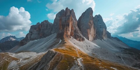 Poster - A stunning group of mountains set against a beautiful sky background. This versatile image can be used for various purposes