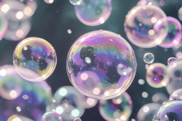 Poster - Bubbles floating in the air, suitable for various uses