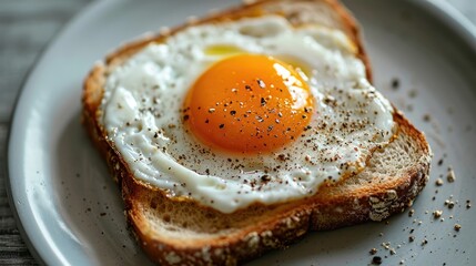 Poster - A simple and delicious piece of bread topped with a fried egg. Perfect for breakfast or brunch
