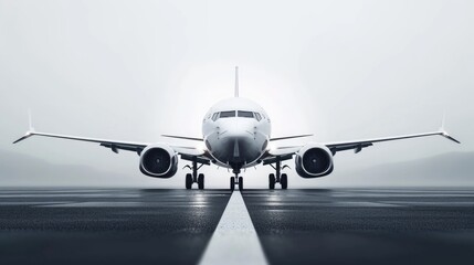 Poster - A large jetliner parked on top of an airport runway. Perfect for travel and aviation-related projects