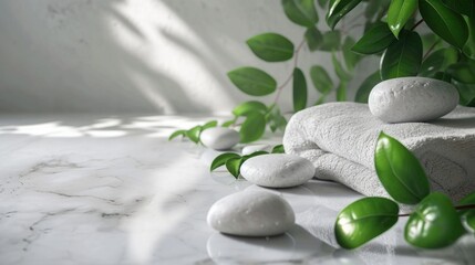 Poster - A pile of white rocks sitting on top of a table. Suitable for various creative projects and home decor ideas