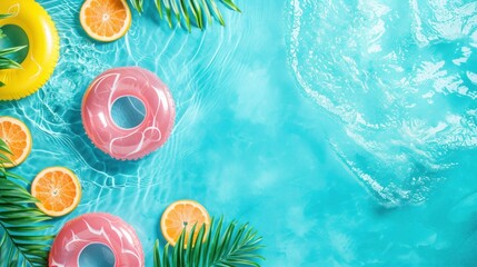 Summer pool party advertisment background with copy space