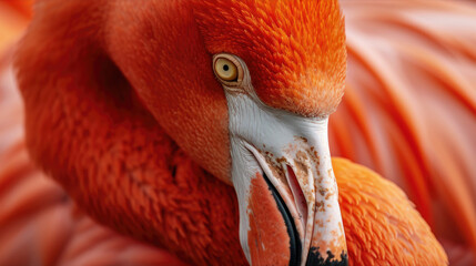 Canvas Print - A close up view of a flamingo's head and neck. This image can be used for nature and wildlife-themed projects