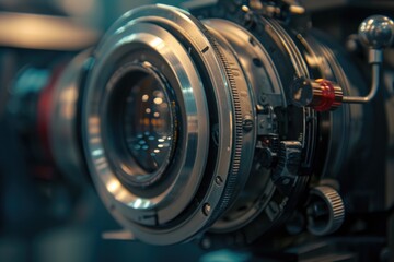 Poster - Close up view of a camera lens. Ideal for photography enthusiasts and professionals.