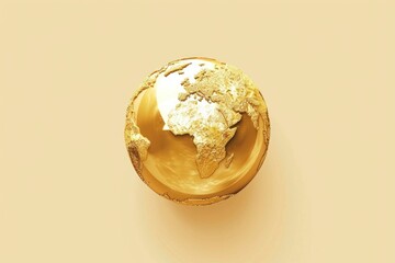 Poster - A golden globe featuring a detailed map of the world. Perfect for educational materials or travel-related designs